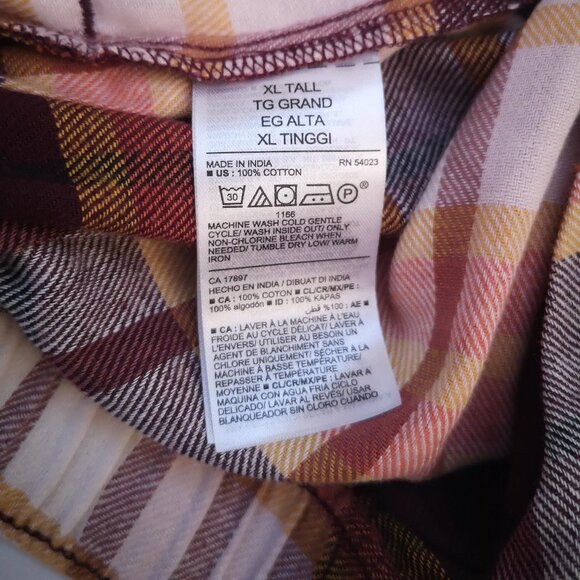 NWT Old Navy Men's Burgundy Tan Gold Plaid Flannel Joggers - Picture 6 of 10